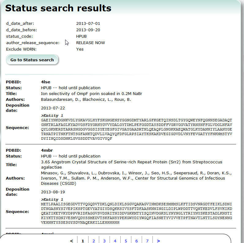 status search results