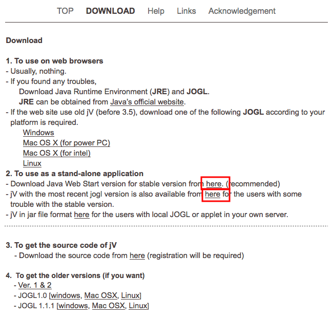 jV download page (Java Web Start)